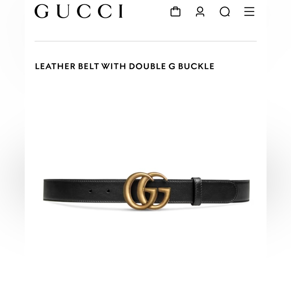 GUCCI LEATHER BELT WITH DOUBLE G BUCKLE